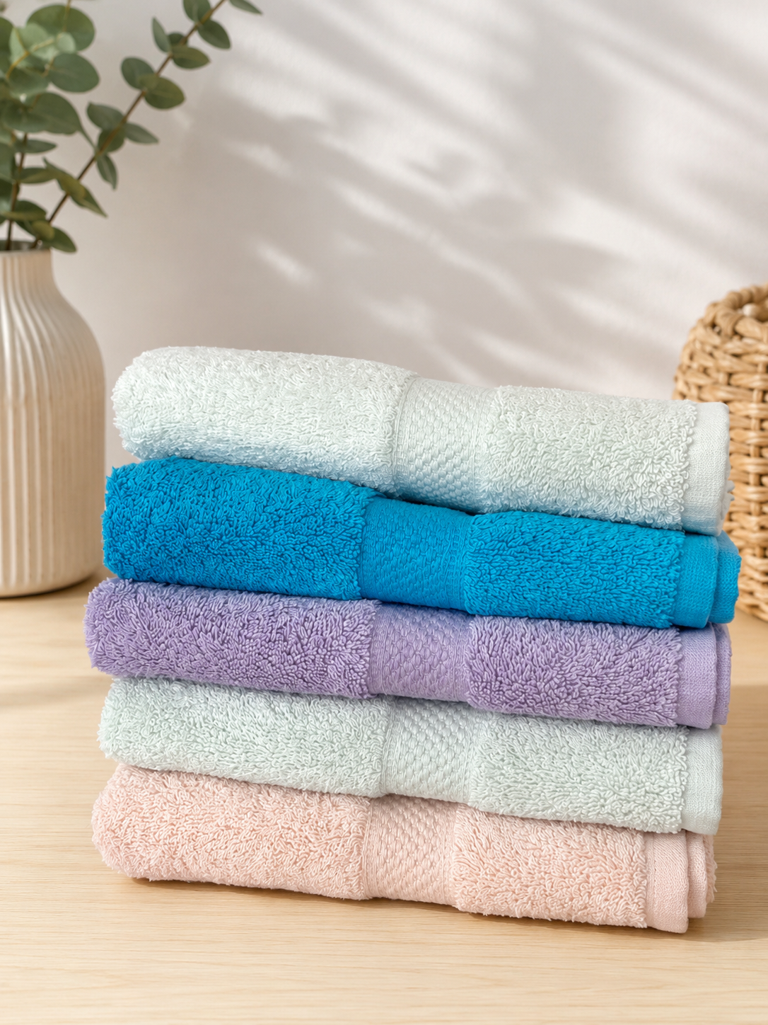 %100 Pamuklu 5'li El & Yüz Havlusu Seti 50x100 cm – Yumuşak, Emici ve Dayanıklı